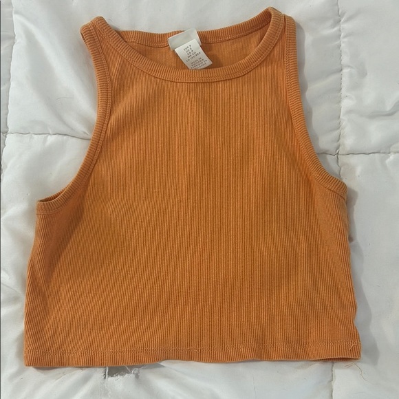 H&M Orange Ribbed sleeveless Crop Top size small - Picture 1 of 4